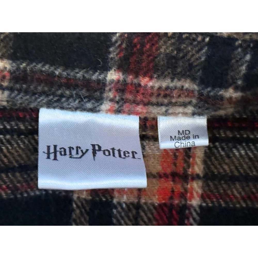 HARRY POTTER Womens HOGWARTS Flannel Plaid Pocket Shirt Jacket Wool Blend Sz M - Picture 11 of 12